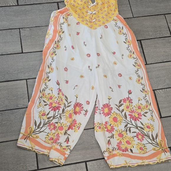 Free People Bali Honeydew Jumpsuit‎ Floral Print Size L Fp723 - Picture 6 of 9